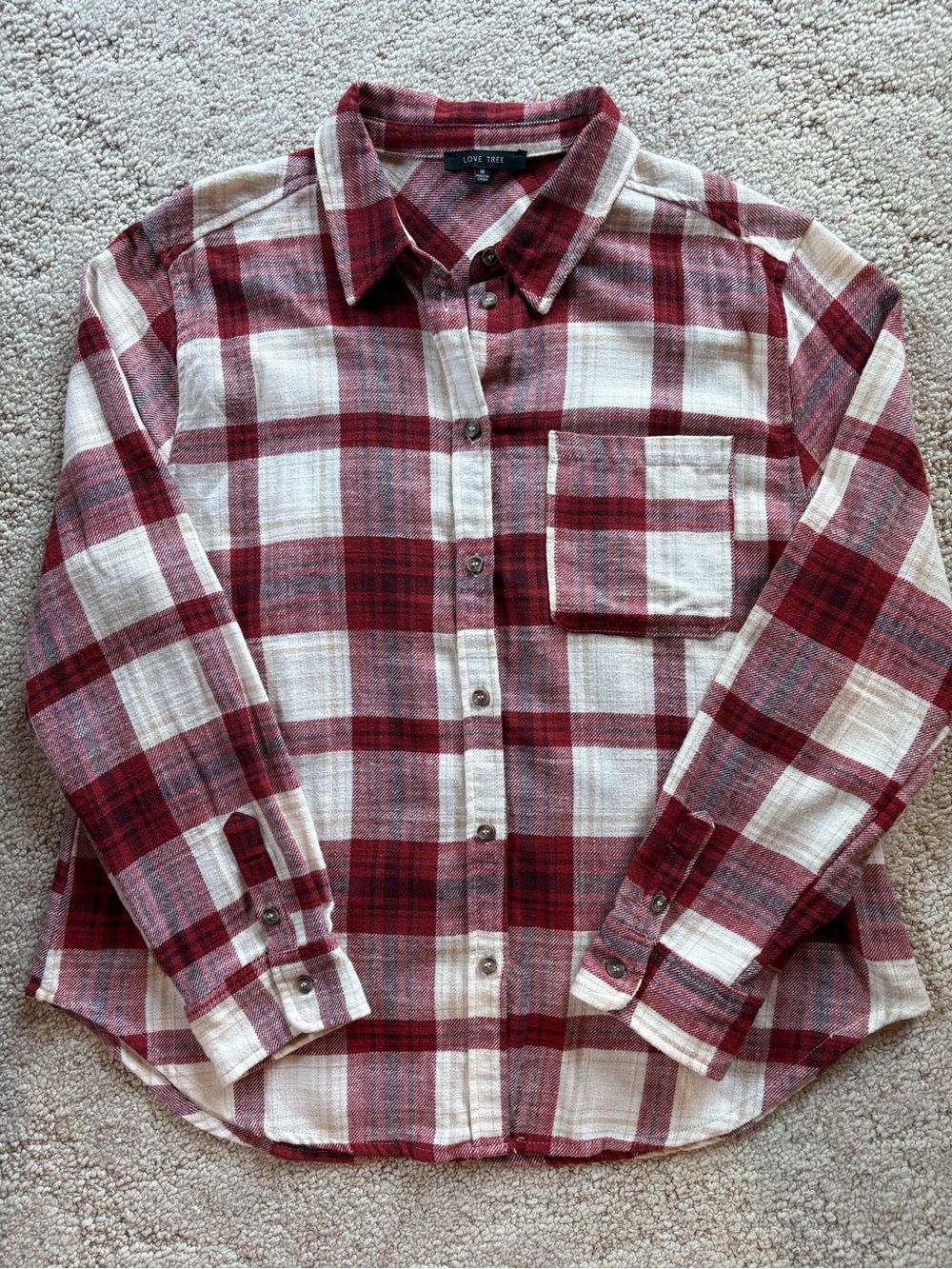 LOVE TREE Red Plaid Button-Up Shirt
